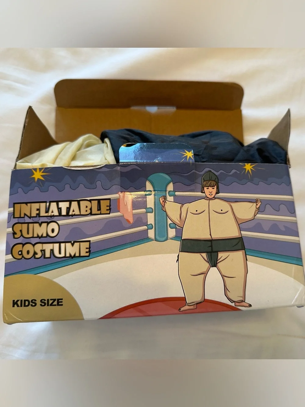 Inflatable Sumo Wrestler Kids Costume - Cream and Black